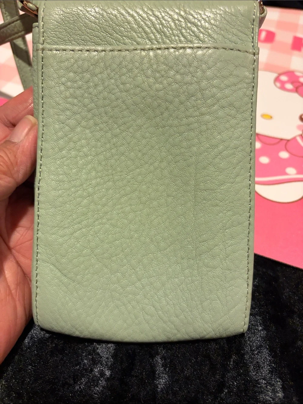 kate spade mint green leather crossbody phone bag with gold logo